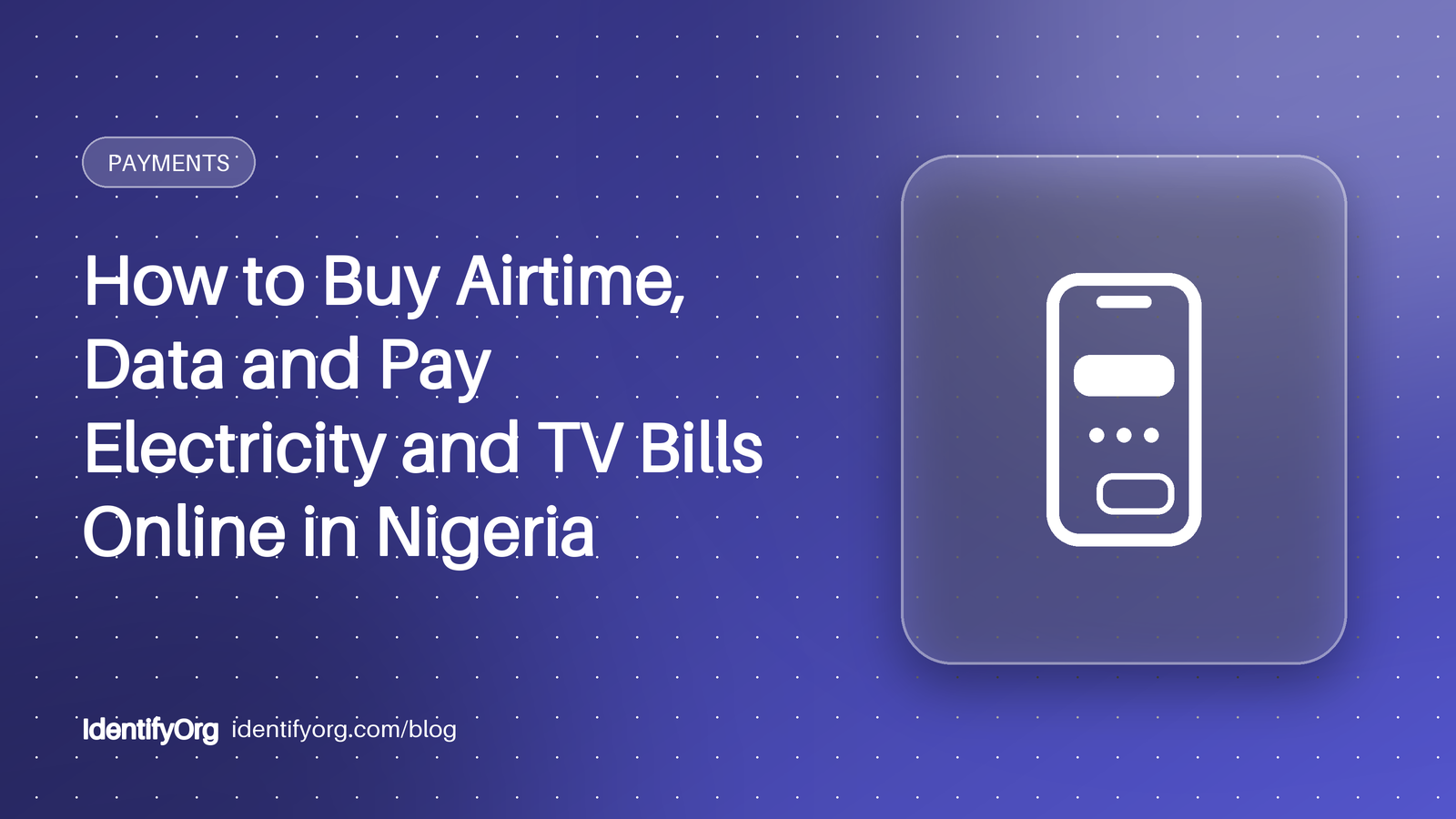 A phone showing airtime, data, electricity and TV payment options