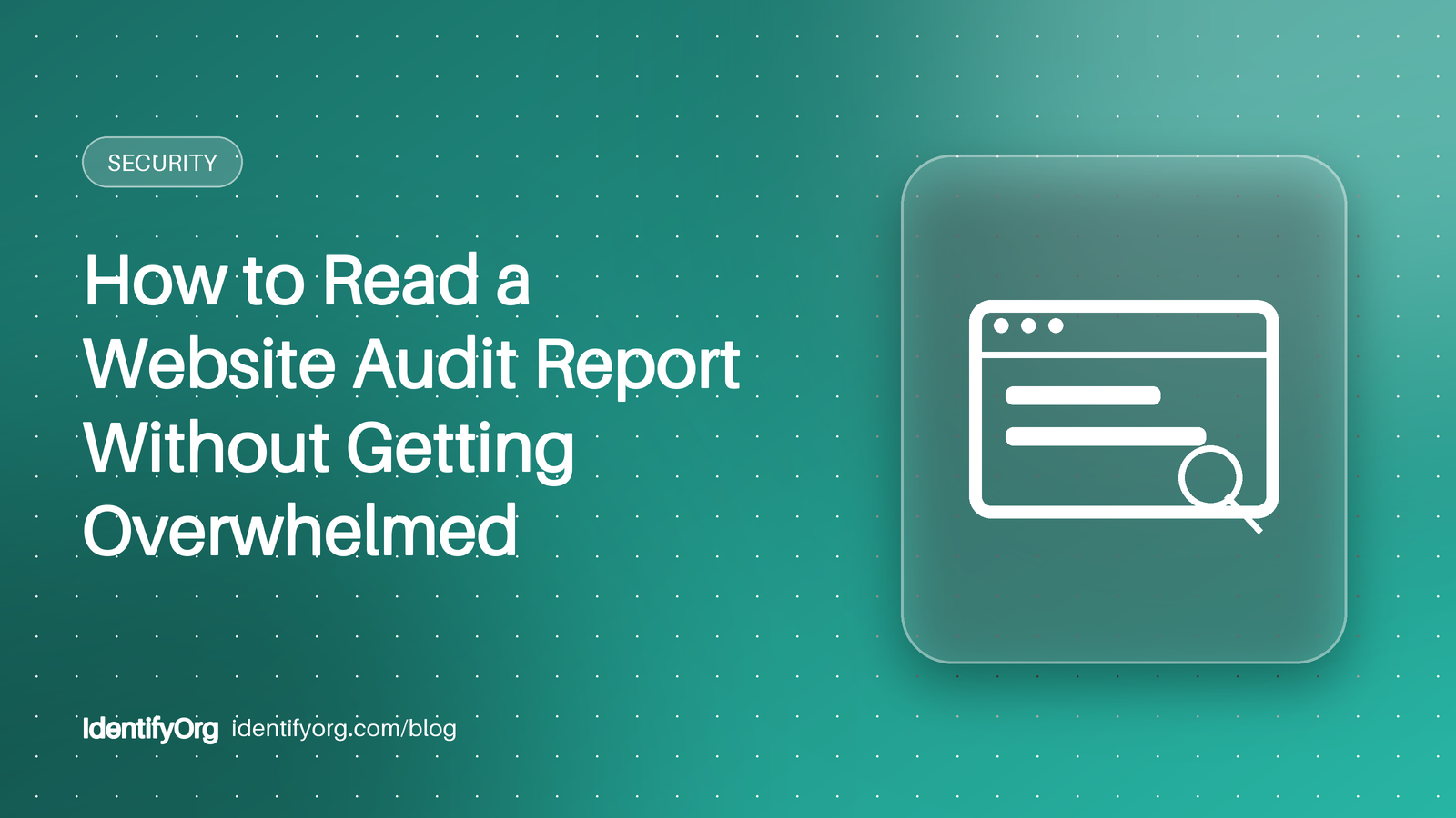 Dashboard with score gauge and checklist representing a website audit report
